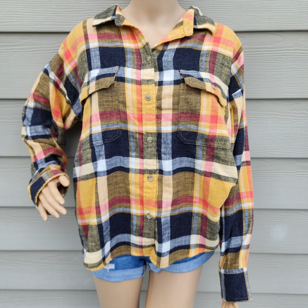 AMERICAN EAGLE | Long Sleeve Plaid Flannel Shirt